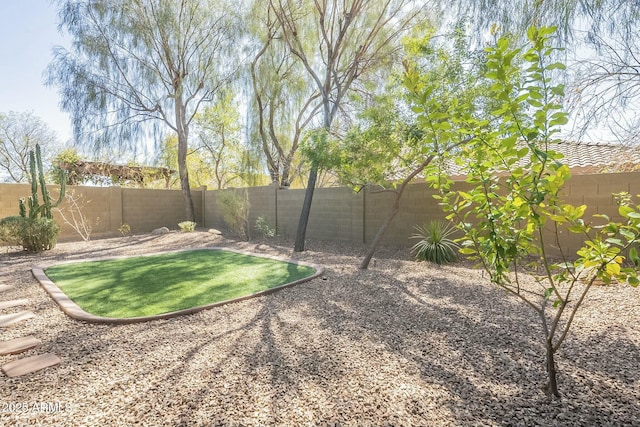 view of yard featuring a fenced backyard