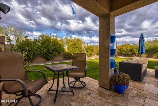 view of patio featuring an outdoor hangout area