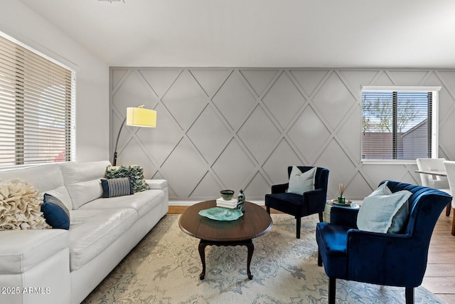 living room featuring light hardwood / wood-style flooring