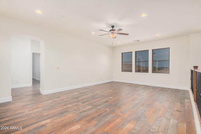 5713 W Rowel Rd, Phoenix, AZ 85083 - unfurnished living room with hardwood / wood-style flooring and ceiling fan