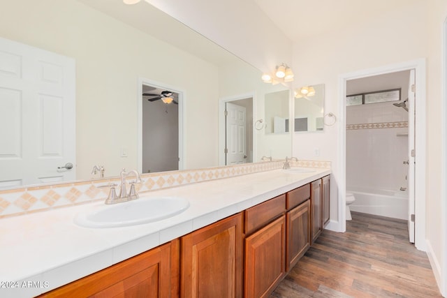 5713 W Rowel Rd, Phoenix, AZ 85083 - full bathroom with vanity, tiled shower / bath, wood-type flooring, and toilet
