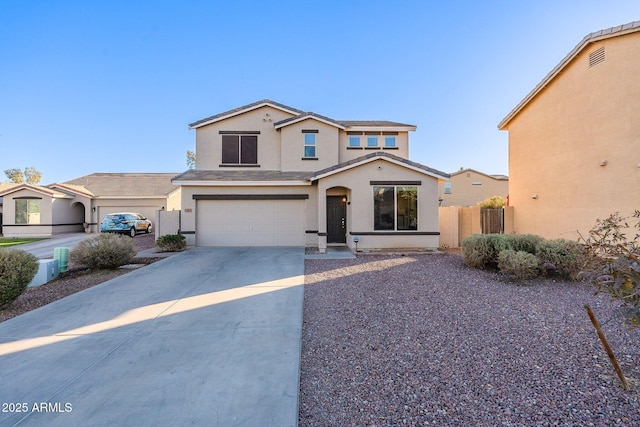 front of property with a garage