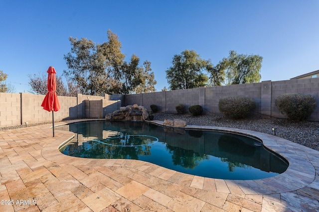 view of swimming pool with a patio area