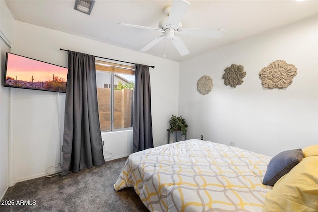 7471 E Desert Vista Rd, Scottsdale, AZ 85255 - bedroom featuring carpet floors, ceiling fan, and visible vents