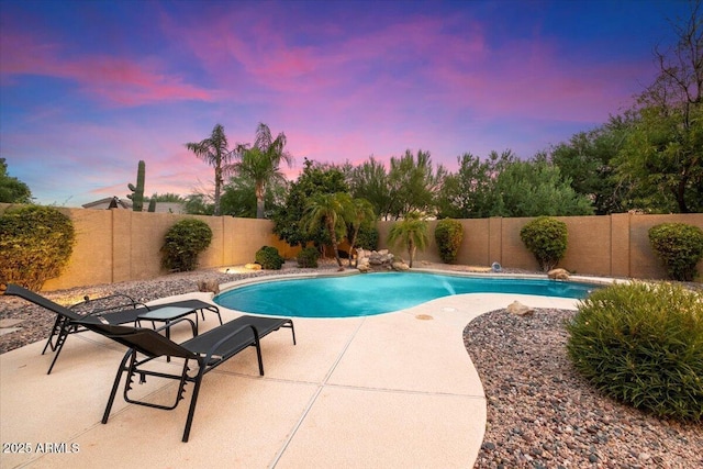 7471 E Desert Vista Rd, Scottsdale, AZ 85255 - view of pool featuring a patio, a fenced in pool, and a fenced backyard