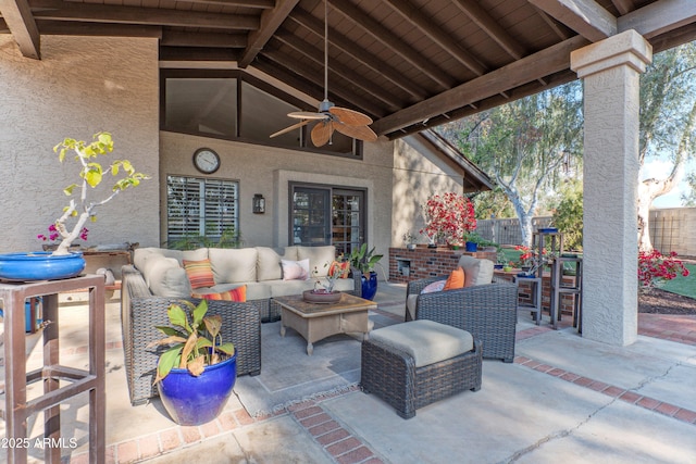 view of patio featuring outdoor lounge area and ceiling fan