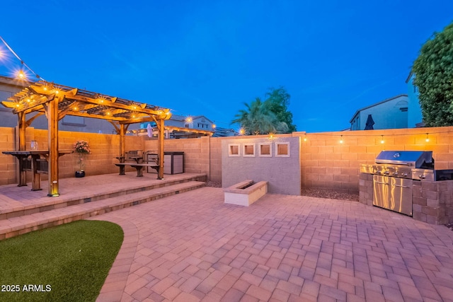 13318 W Indianola Ave, Litchfield Park, AZ 85340 - fenced backyard featuring a patio area, area for grilling, and a pergola