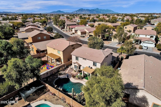 bird's eye view featuring a mountain view