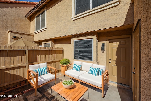 exterior space with an outdoor living space