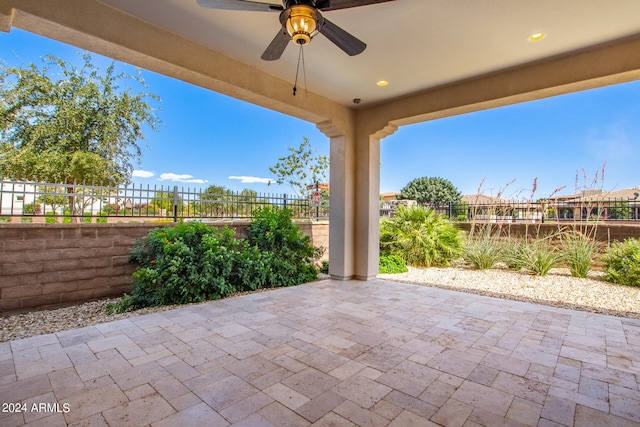 view of patio / terrace with ceiling fan