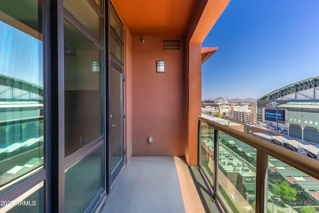 balcony with a view of city