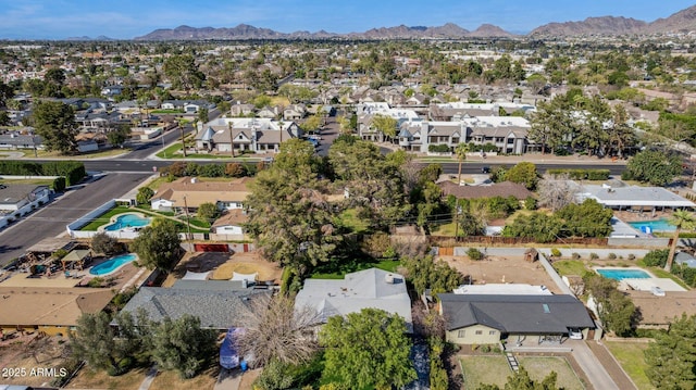 bird's eye view with a residential view and a mountain view