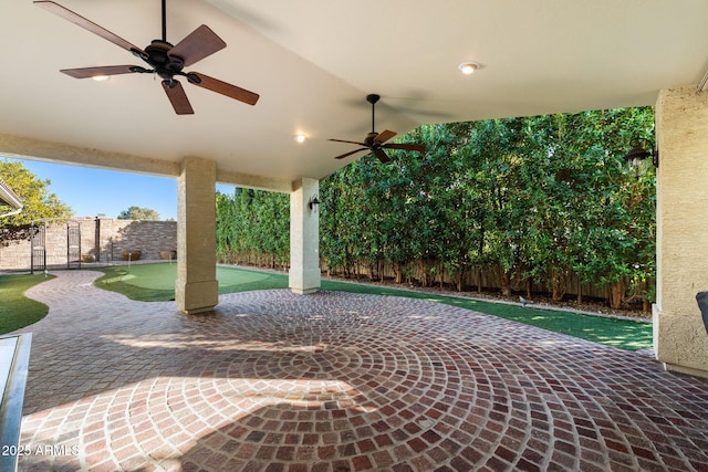 view of patio / terrace with ceiling fan