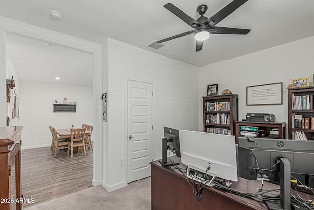 2923 W Shanley Ave, Apache Junction, AZ 85120 - home office featuring visible vents, a ceiling fan, and baseboards