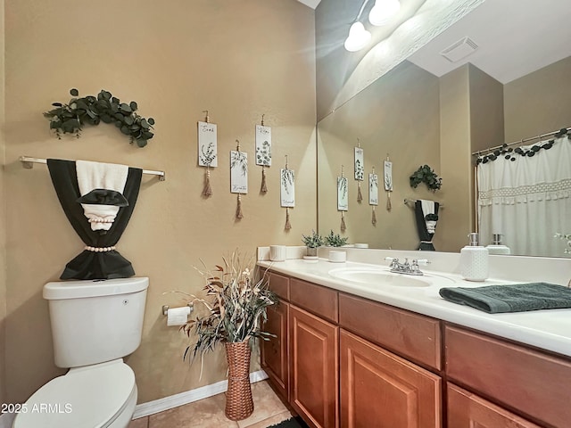 bathroom featuring tile patterned floors, toilet, and vanity