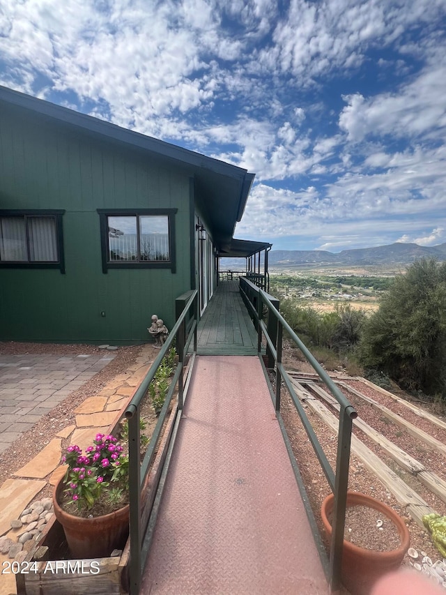 exterior space featuring a mountain view