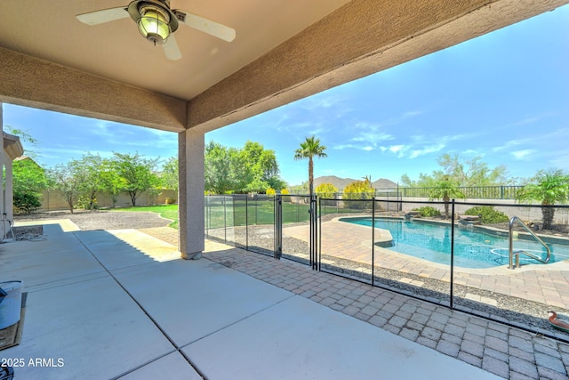 7398 W Paso Trl, Peoria, AZ 85383 - fenced backyard with a patio and ceiling fan