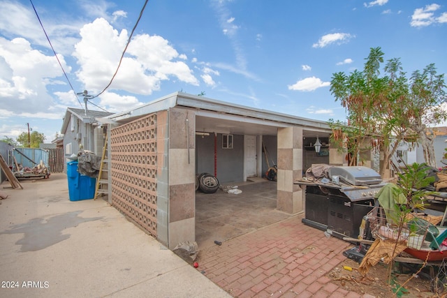 view of patio with area for grilling