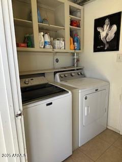 1916 W Morningside Dr Unit 108, Phoenix, AZ 85023 - washroom featuring laundry area, light tile patterned flooring, and washer and clothes dryer
