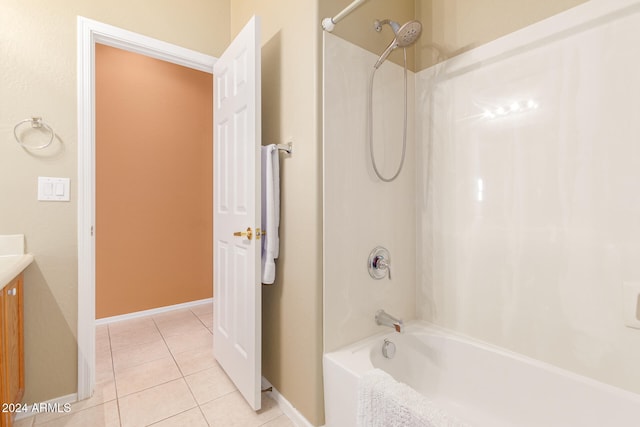 bathroom featuring vanity, shower / bathing tub combination, and tile patterned floors