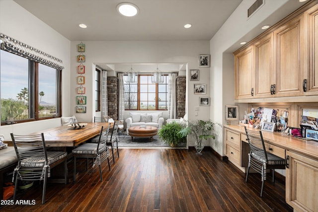 6102 E Sage Dr, Paradise Valley, AZ 85253 - dining space featuring dark wood-style floors, recessed lighting, and baseboards