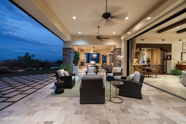 6102 E Sage Dr, Paradise Valley, AZ 85253 - view of patio / terrace with an outdoor hangout area and ceiling fan