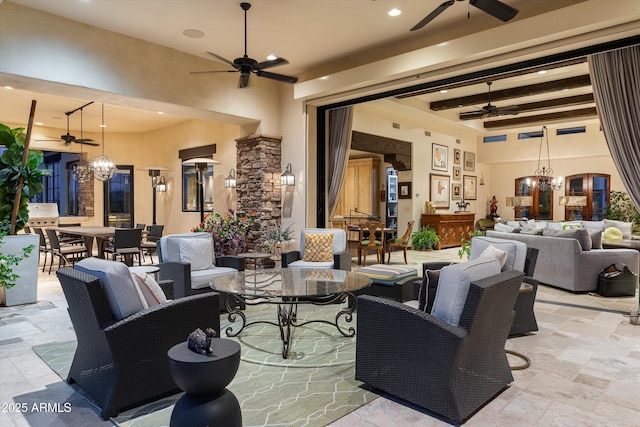 6102 E Sage Dr, Paradise Valley, AZ 85253 - view of patio / terrace featuring ceiling fan, outdoor dining area, and an outdoor hangout area
