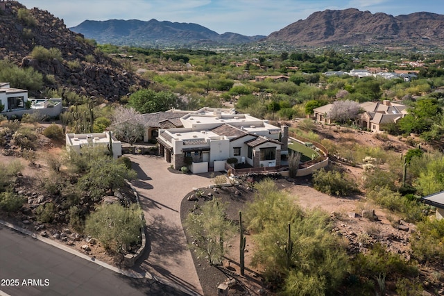 6102 E Sage Dr, Paradise Valley, AZ 85253 - aerial view of property and surrounding area featuring mountains