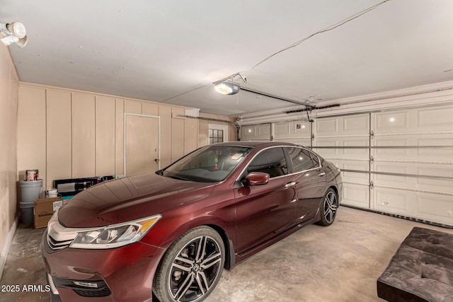 garage with a garage door opener