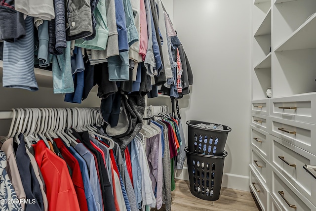 spacious closet with wood finished floors