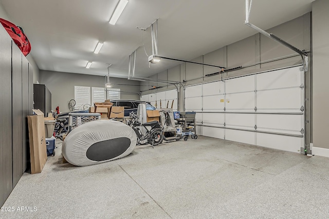 garage with a garage door opener