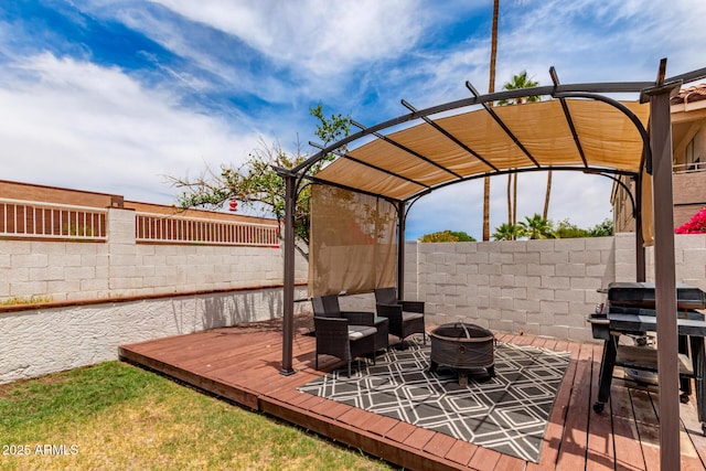 3514 E Desert Willow Rd, Phoenix, AZ 85044 - deck featuring a fire pit