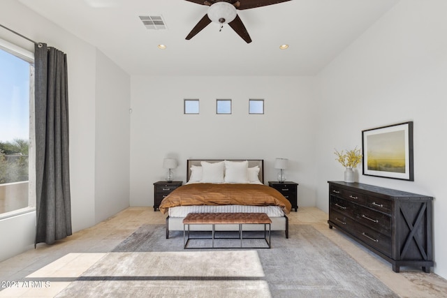 bedroom featuring ceiling fan