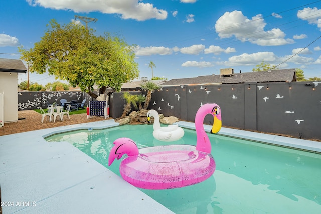 view of pool featuring a patio