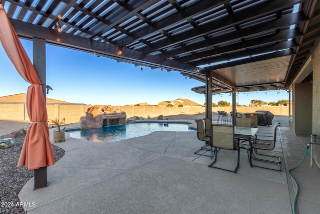 view of patio / terrace featuring a fenced in pool