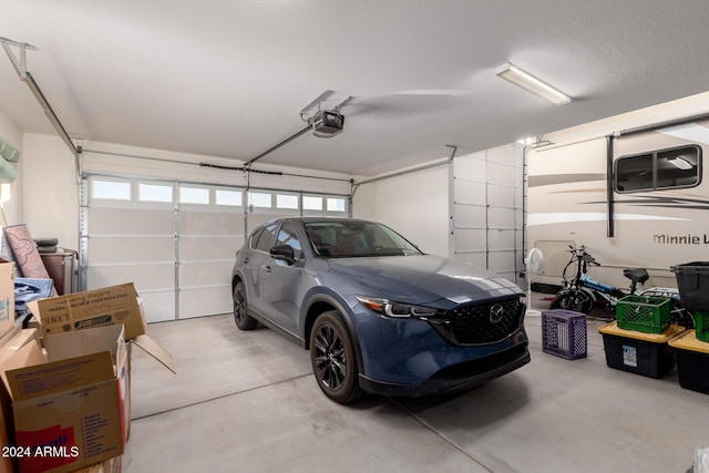 garage with a garage door opener