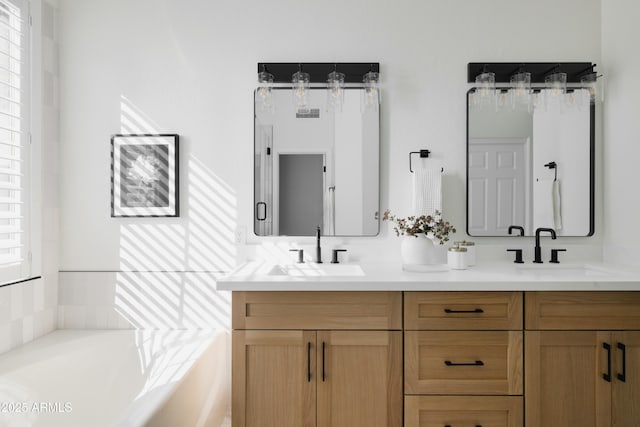 bathroom with a bathtub and vanity