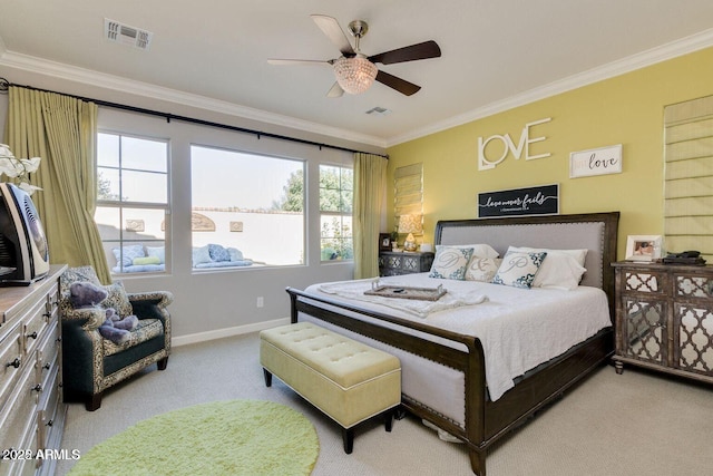 1952 W Yellowstone Way, Chandler, AZ 85248 - bedroom featuring carpet, ornamental molding, baseboards, and a ceiling fan