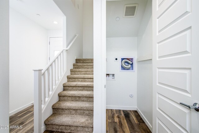 4063 E Amoroso Dr, Gilbert, AZ 85296 - stairs with wood finished floors, baseboards, and recessed lighting