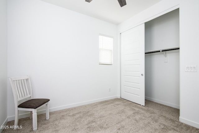 4063 E Amoroso Dr, Gilbert, AZ 85296 - unfurnished bedroom featuring carpet floors, a closet, baseboards, and ceiling fan