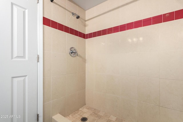 bathroom with tiled shower