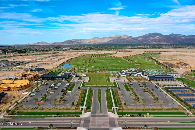 aerial view with a mountain view