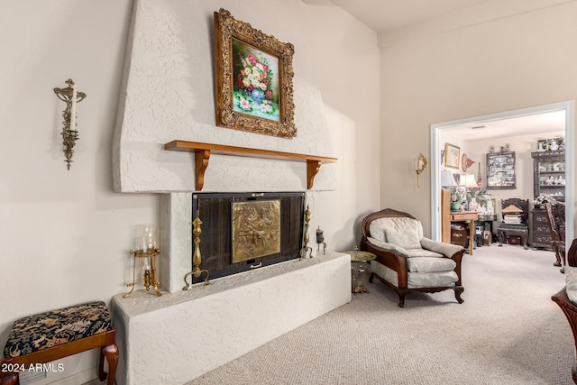 36444 N Stardust Ln, Carefree, AZ 85377 - carpeted living room featuring a fireplace with raised hearth