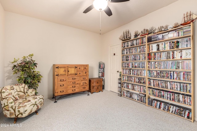 36444 N Stardust Ln, Carefree, AZ 85377 - living area featuring carpet floors and a ceiling fan