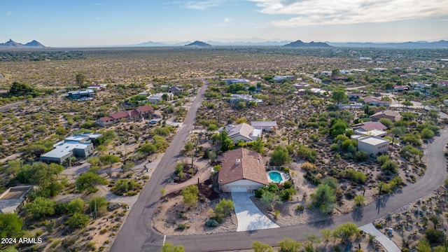 bird's eye view with a mountain view