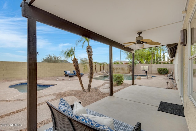 4329 W Electra Ln, Glendale, AZ 85310 - fenced backyard featuring ceiling fan and a patio area