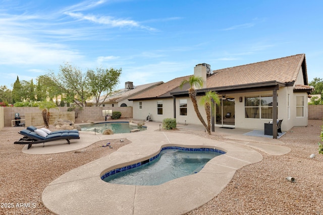 4329 W Electra Ln, Glendale, AZ 85310 - view of swimming pool with a fenced backyard, a patio, and ceiling fan
