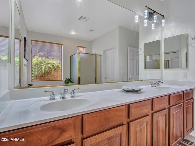 40814 N Majesty Ct, Anthem, AZ 85086 - bathroom featuring double vanity and a stall shower