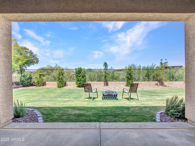 40814 N Majesty Ct, Anthem, AZ 85086 - fenced backyard featuring a fire pit and a patio area