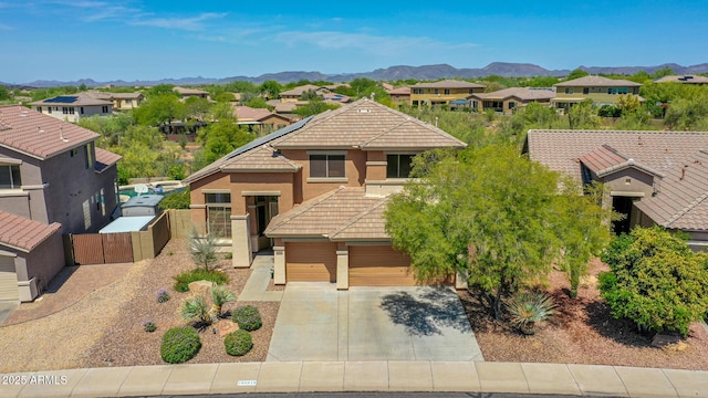 40814 N Majesty Ct, Anthem, AZ 85086 - view of front of property with a residential view, stucco siding, a tile roof, and a mountain view